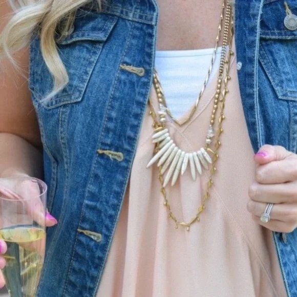 :: Stella & Dot | Versatile Howlite & Gold 5-in-1 Zuni Layering Necklace… - Picture 10 of 16